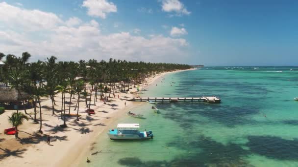 Letecké Video Punta Cana Beach Resort Palmy Tyrkysové Karibské Moře — Stock video