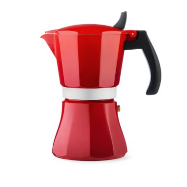 Kırmızı kahve makinesi bastonu, beyaz üzerine izole edilmiş, kırpma yolu ile.