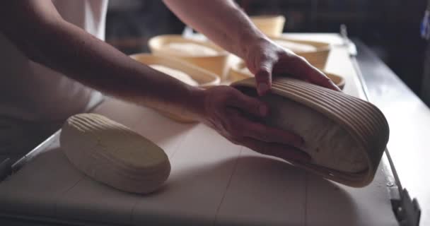 Pan Masa Agria Levanta Está Listo Para Hornear Horno Panadero — Vídeo de stock