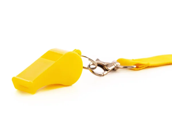 Yellow Sport Whistle Isolated White Background — Stock Photo, Image
