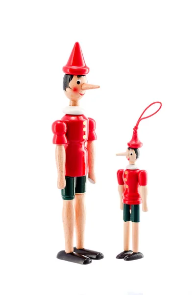 Pinocchio Toy Άγαλμα Που Απομονώνεται Λευκό Φόντο — Φωτογραφία Αρχείου