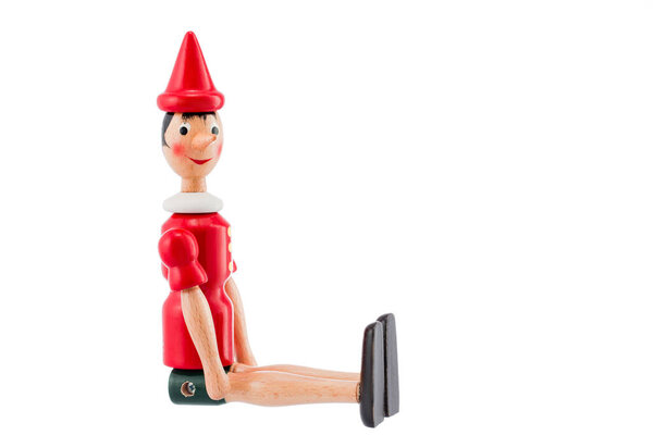 Pinocchio Toy Statue isolated on white background