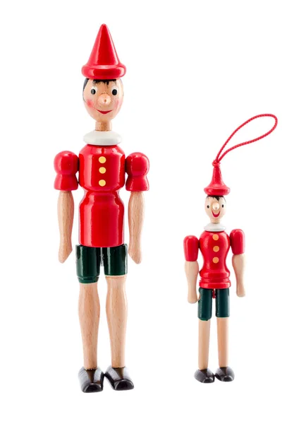 Pinocchio Toy Άγαλμα Που Απομονώνεται Λευκό Φόντο — Φωτογραφία Αρχείου