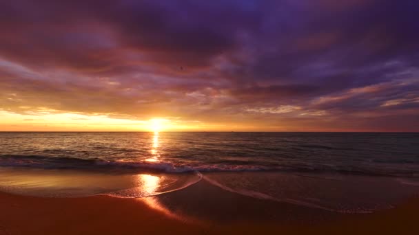 Alba Sul Mare Isola Tropicale Onde Oceaniche Sulla Spiaggia — Video Stock