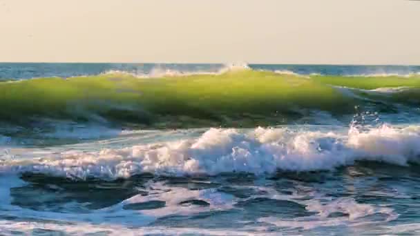 Ocean Waves Splash Sea Sand Beach Sunrise — Vídeos de Stock