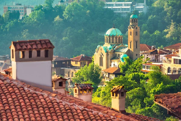 Panorama Dari Benteng Tsarevets Veliko Tarnovo Gereja Dan Kota Tua — Stok Foto