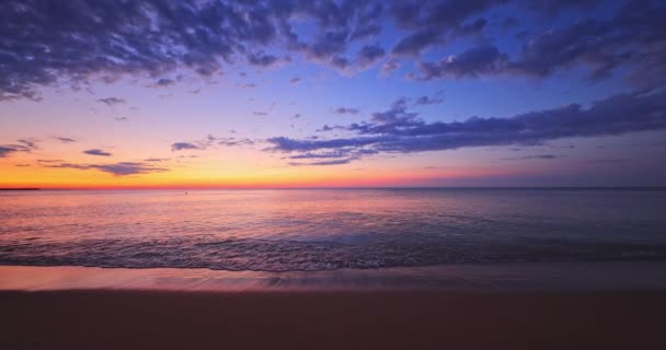 Beau Paysage Plage Océanique Panoramique Lever Soleil Sur Mer Côte — Video