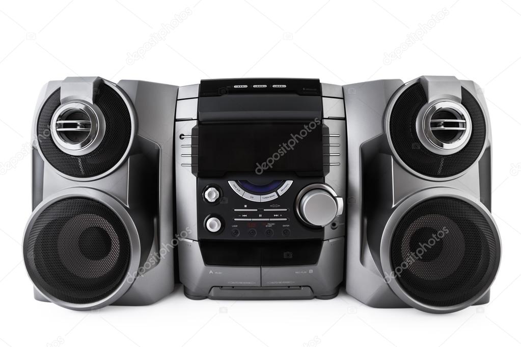 Compact stereo system cd and cassette player isolated with clipp