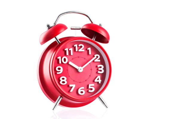 Red alarm clock studio isolated on white background — Stock Photo, Image