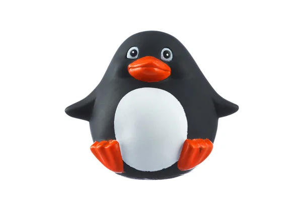 Pinguino di gomma isolato su bianco — Foto Stock