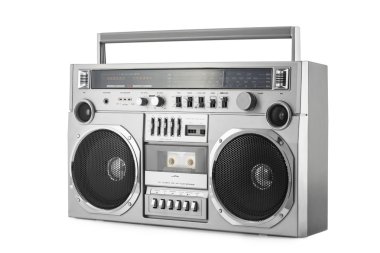 Retro getto blaster izole kırpma yolu ile beyaz üzerinde
