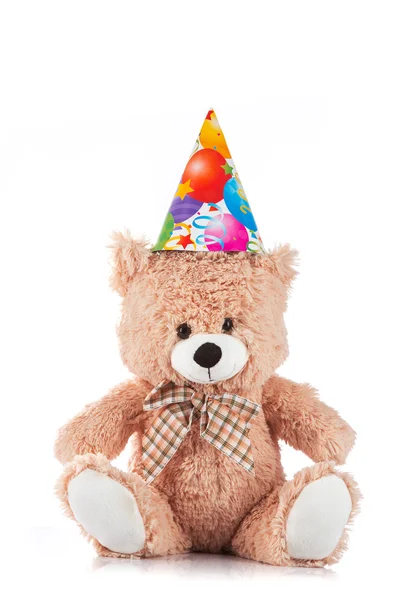 Party Teddy bear on white — Stock Photo, Image