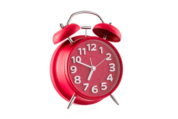 Reloj despertador rojo, aislado en blanco — Foto de Stock