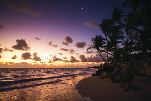 Caribbean wild beach, Punta Cana, sunrise shot