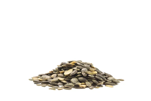 Pilha de sementes de abóbora isoladas em fundo branco — Fotografia de Stock