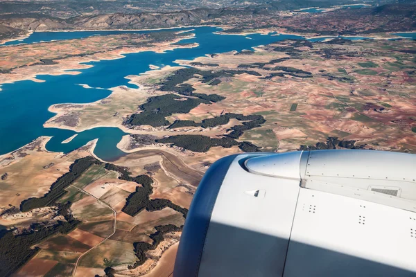 Flygfoto över landskapet från flygplan nära madrid, Spanien — Stockfoto