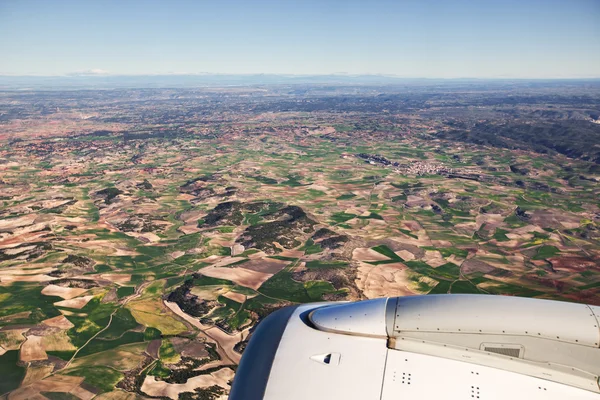 Flygfoto över landskapet från flygplan nära madrid, Spanien — Stockfoto