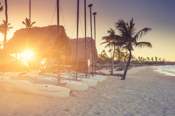 Puesta de sol en la playa del mar Caribe —  Fotos de Stock