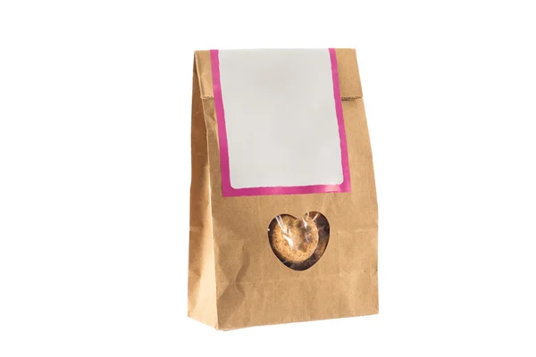 Saco de papel com bio alimento dentro isolado — Fotografia de Stock