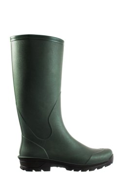 Beyaz arkaplanda izole edilmiş yeşil lastik çizmeler