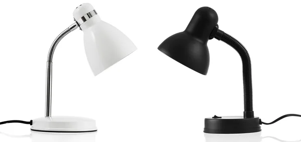 Lampe de bureau blanche & noire isolée sur blanc — Photo