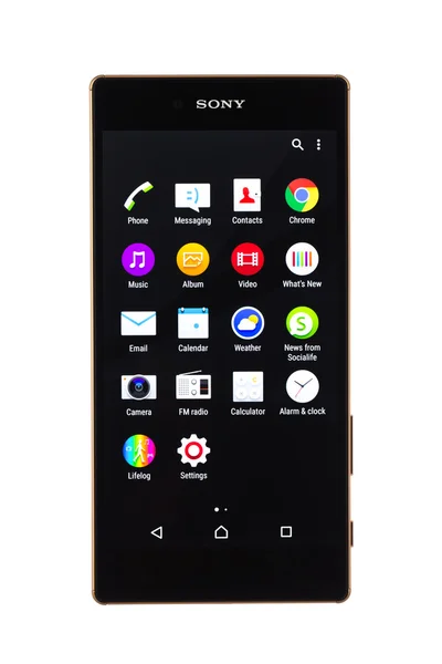 Βάρνα, Βουλγαρία - 25 Νοεμβρίου 2015: κινητό τηλέφωνο μοντέλο Sony Xperia Z5 — Φωτογραφία Αρχείου
