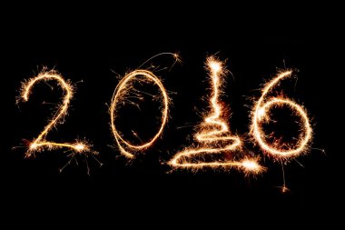 Fireworks ile arka plan olarak yazılı 2016