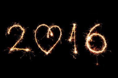 Fireworks ile arka plan olarak yazılı 2016