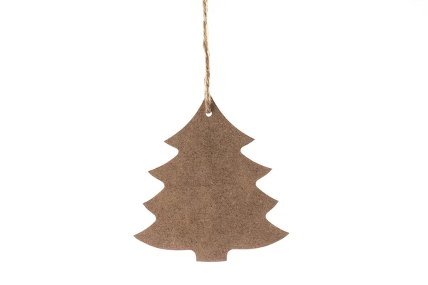 Árbol de Navidad de madera con estrella para la decoración aislada en blanco —  Fotos de Stock