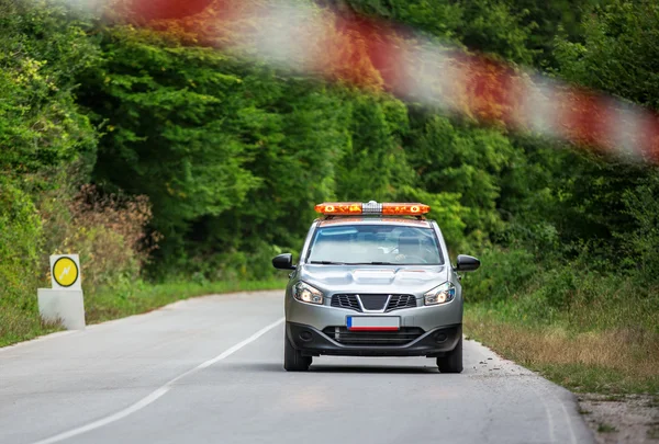 Rally championship and security car on the road — Stock Photo, Image