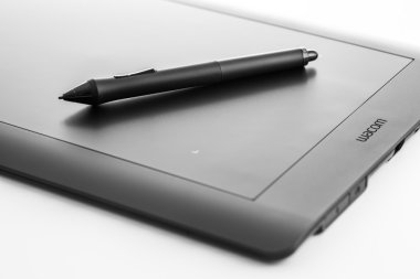 Varna, Bulgaristan - 10 Ocak 2016 Wacom Intuos grafik tablet