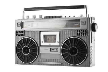 Gümüş eski usül getto blaster veya beyaz izole boombox