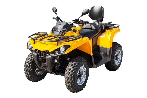 Gul Atv quadbike isolerade på vitt med urklippsbana — Stockfoto