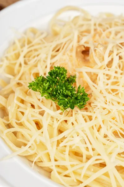 Makaron carbonara zbliżenie — Zdjęcie stockowe