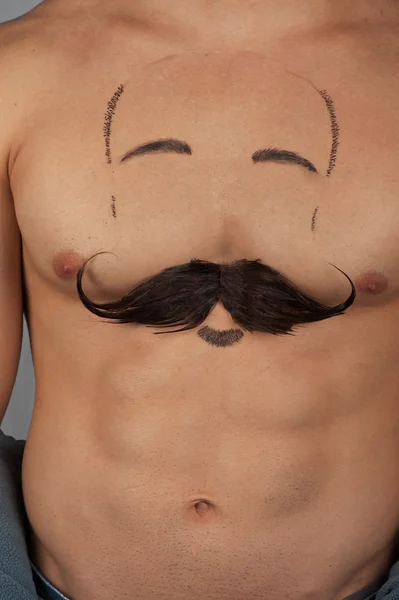 Male torso with moustache — Stock Photo, Image