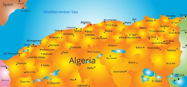 Mapa de Argelia país — Archivo Imágenes Vectoriales