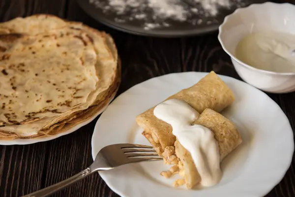 Fried tasty pancakes — Stock Photo, Image