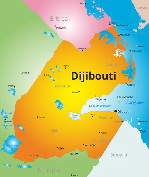 Vetorial mapa de cores de Djibouti — Vetor de Stock