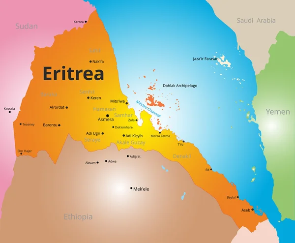 Вектор колір карта Еритрея — стоковий вектор