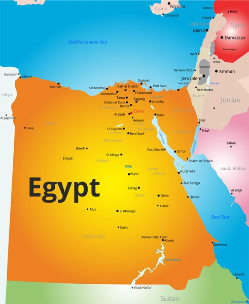 Mapa da cor do vetor de Egipto —  Vetores de Stock