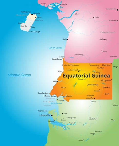 Carte en couleurs de Guinée équatoriale — Image vectorielle