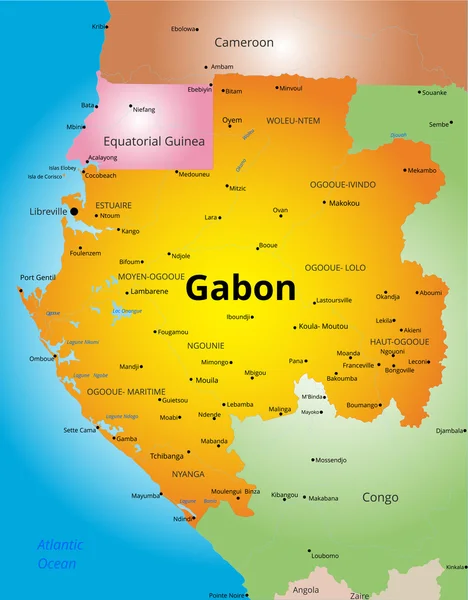 Carte en couleurs de Gabon — Image vectorielle