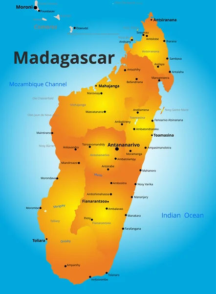 Színtérkép Madagaszkár ország — Stock Vector