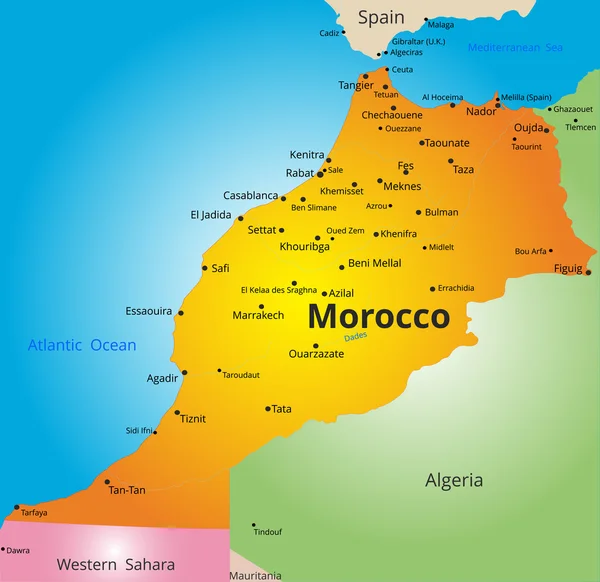 Колір карти країні Марокко — стоковий вектор