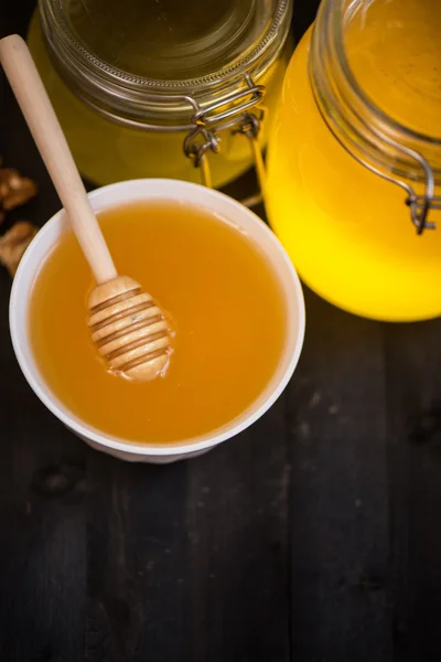 Honey with walnut — Stock Photo, Image