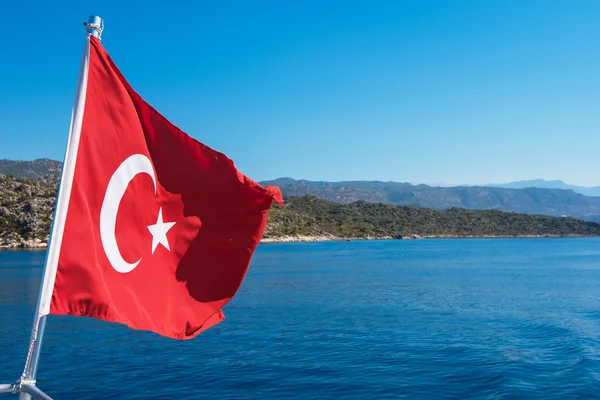 Török zászló, Yacht — Stock Fotó