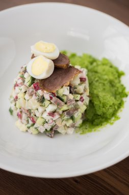 Geleneksel Rus Kvas çorba okroshka