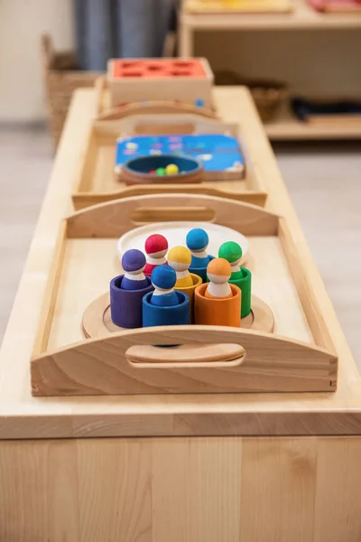 Montessori wood material for the learning of children — Stock Photo, Image