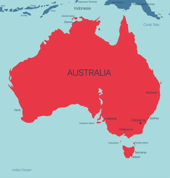 Austrália mapa vetorial continente —  Vetores de Stock