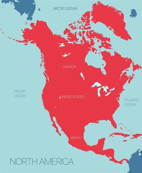 Noord-Amerika continentale vectorkaart — Stockvector